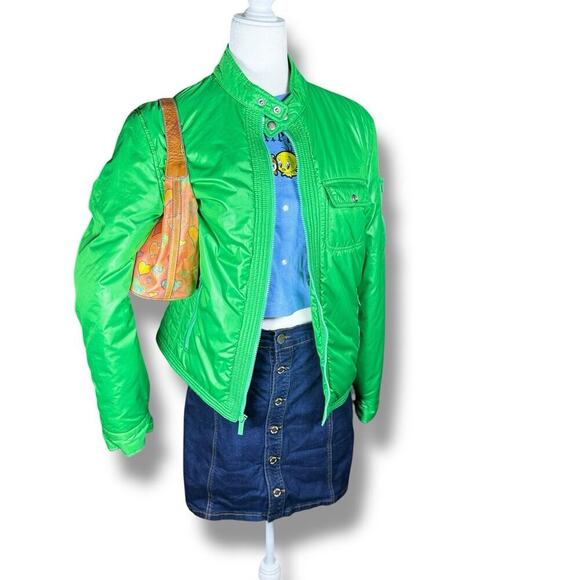 Juicy Couture JM Green Puffer Jacket M Vintage Y2K Streetwear Rare Unisex Zip Up - Picture 11 of 11